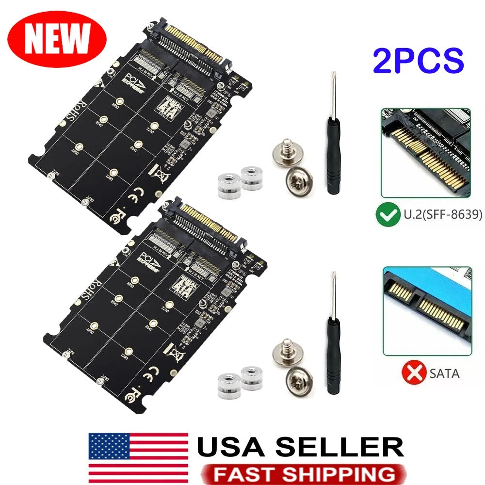 2X M.2 NVME SSD Key M + NGFF SATA SSD Key B to U.2 SFF-8639 Adapter Module