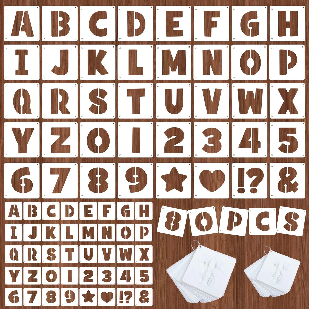 80 Pcs Letter and Number Stencils for Crafting (1 Inch & 2 Inch)