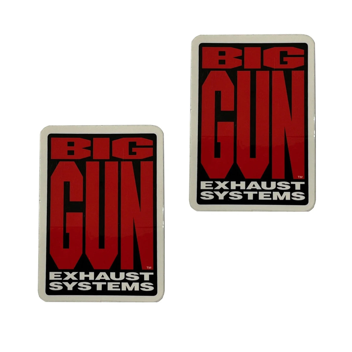 Decal Pair for Big Gun Exhaust 3 3/8" x 2 3/8" Black/Red