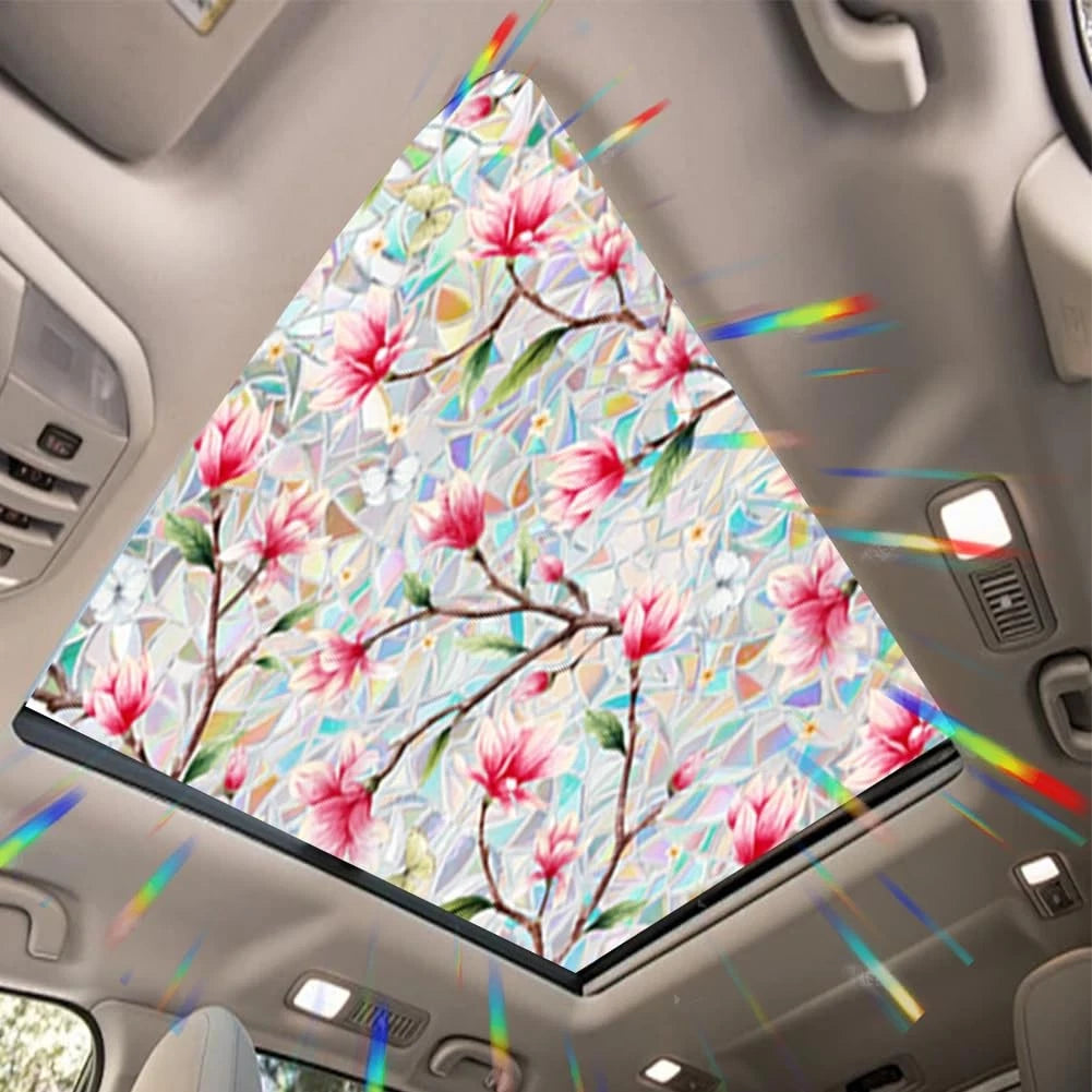 Pink Magnolia Flower Sunroof Film for Car Window Static Cling