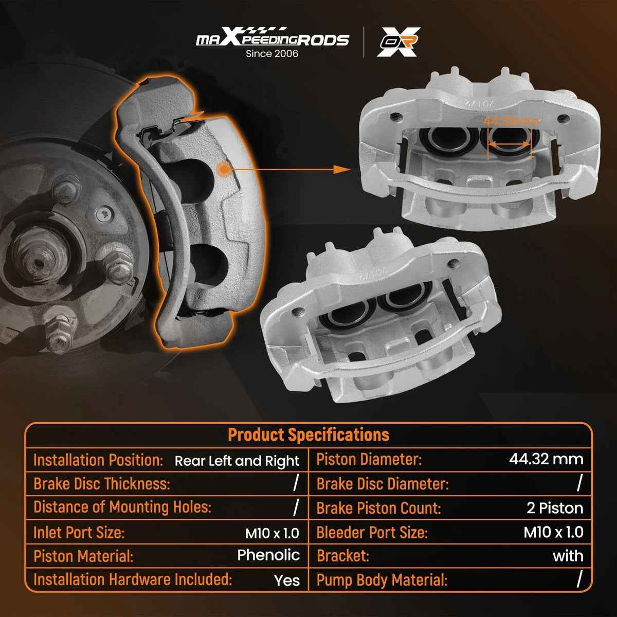 Rear L&R Brake Calipers Set for Ford Excursion F-250 F-350 (2000–2005)