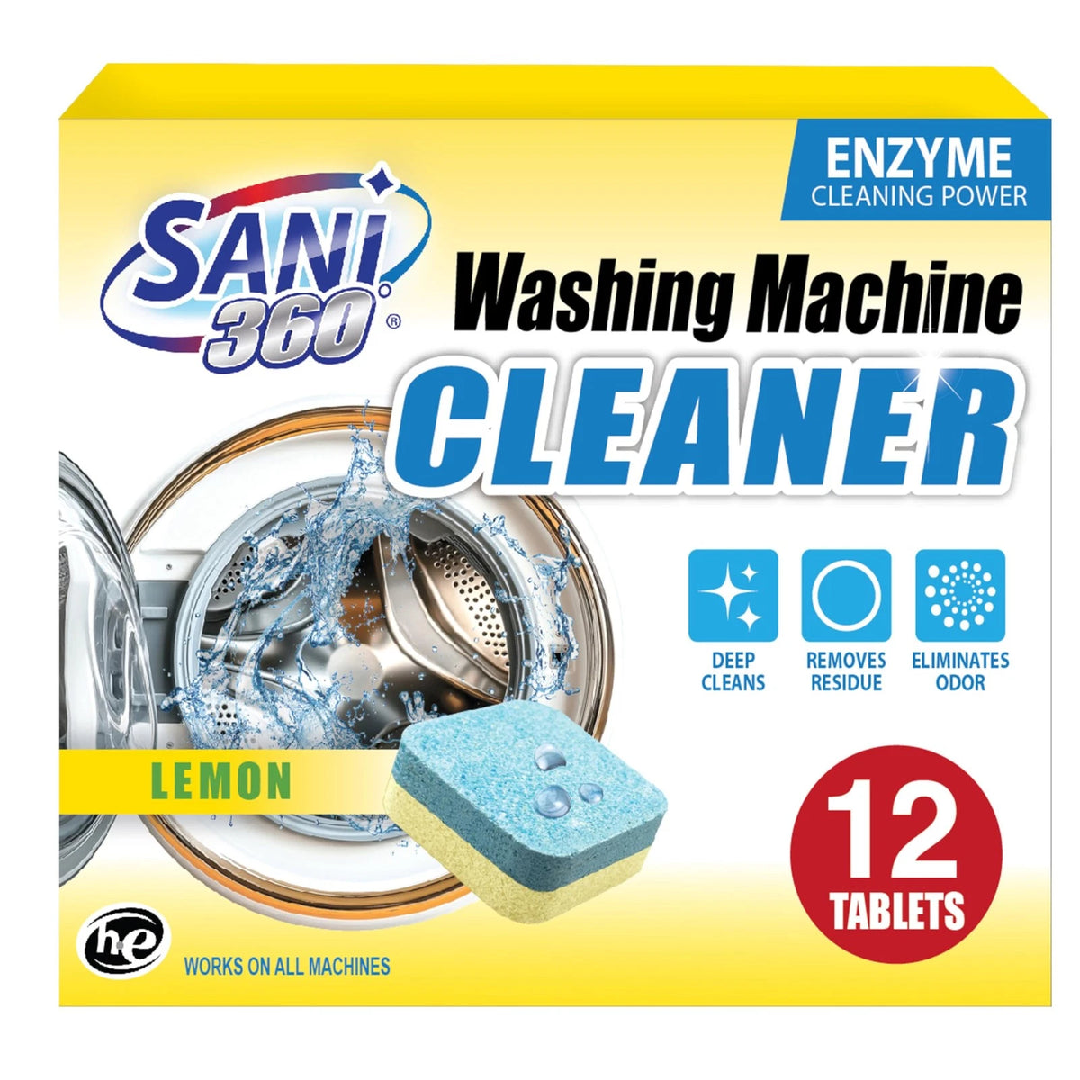 12 Pack SANI 360° Washing Machine Cleaning Tablets