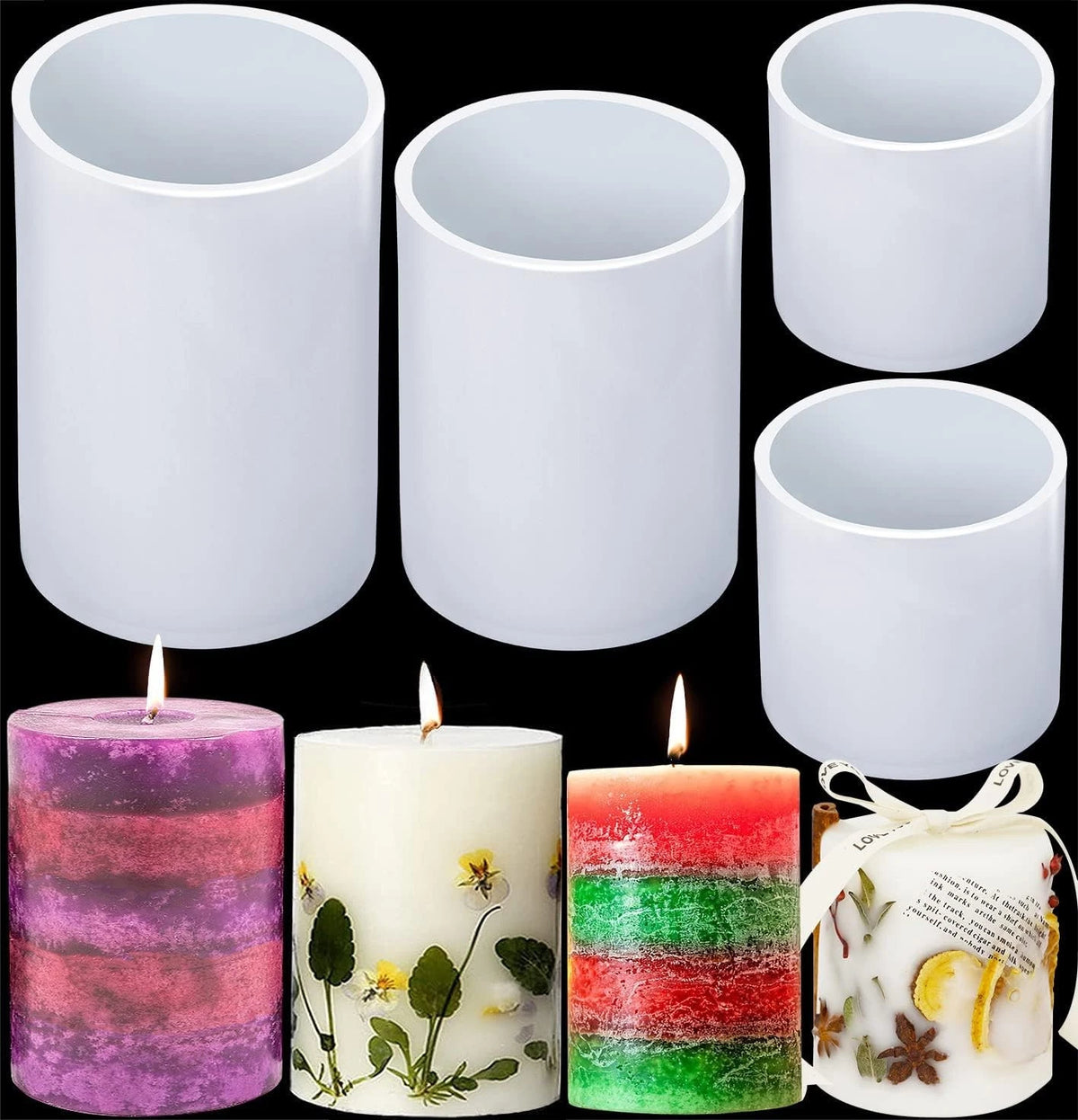 Set of 3 Silicone Molds for Candle Making (4In, 3.5In, 2.5In, 2In)