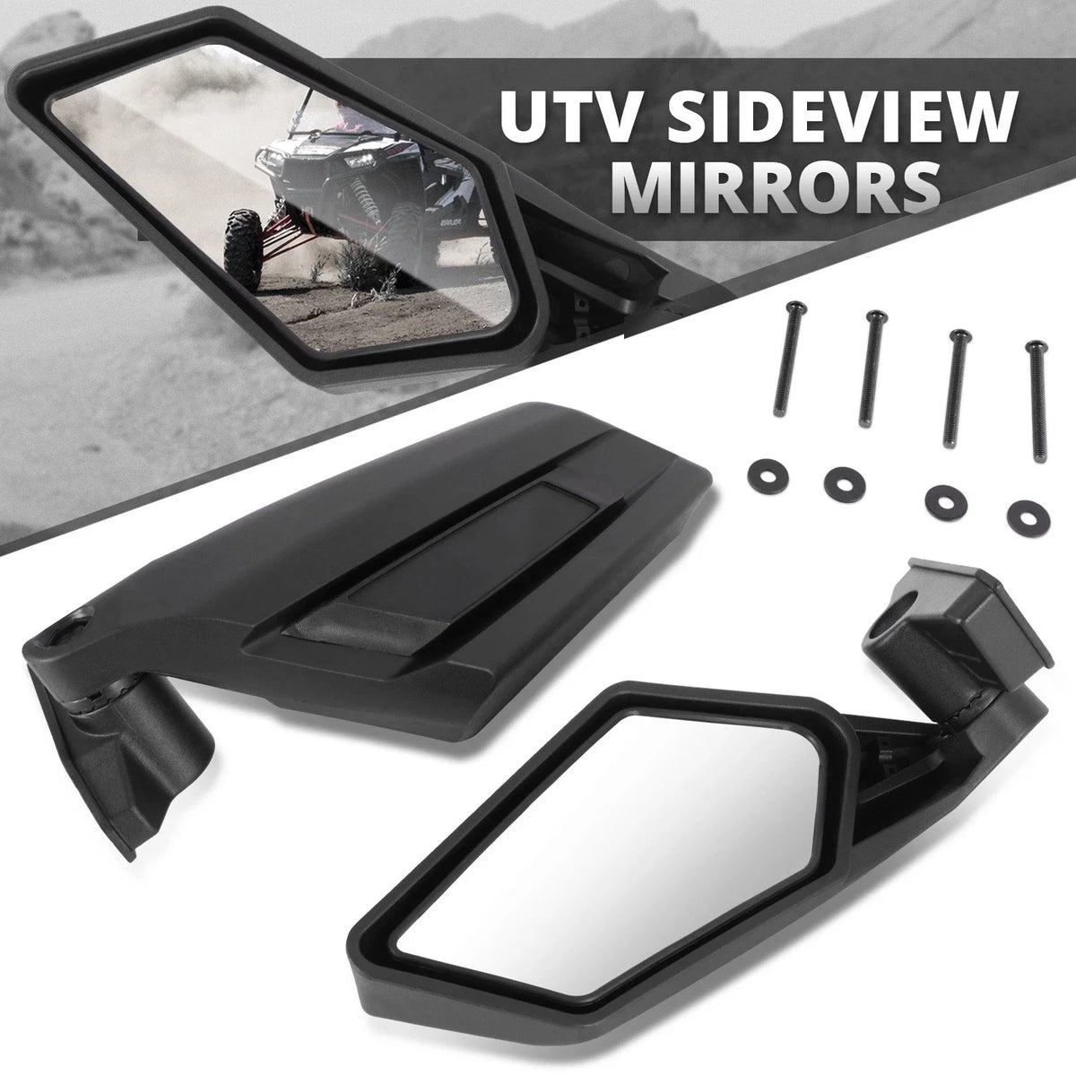 Black Aluminum Convex Glass Side View Mirrors for Can-Am Maverick X3 (2017–2023)