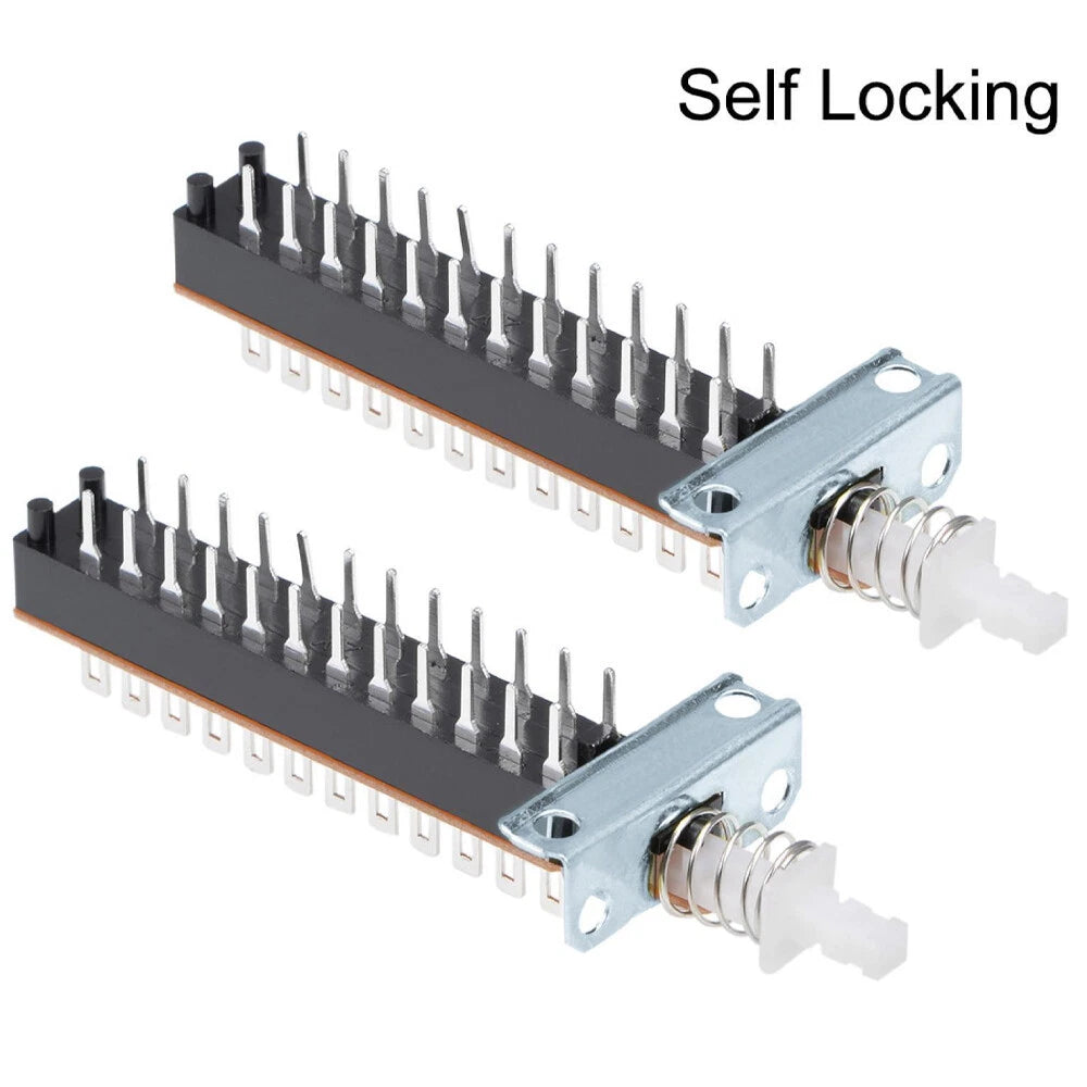 2X Self-Locking Push Button Switch 8PDT 8 Pole 24 Pin for Automotive