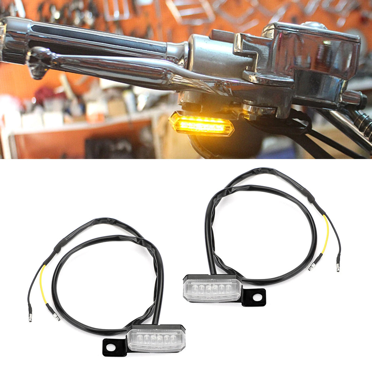 1 Pair LED Front Turn Signal Lamp for Universal Motorcycle (TS-154-Black)