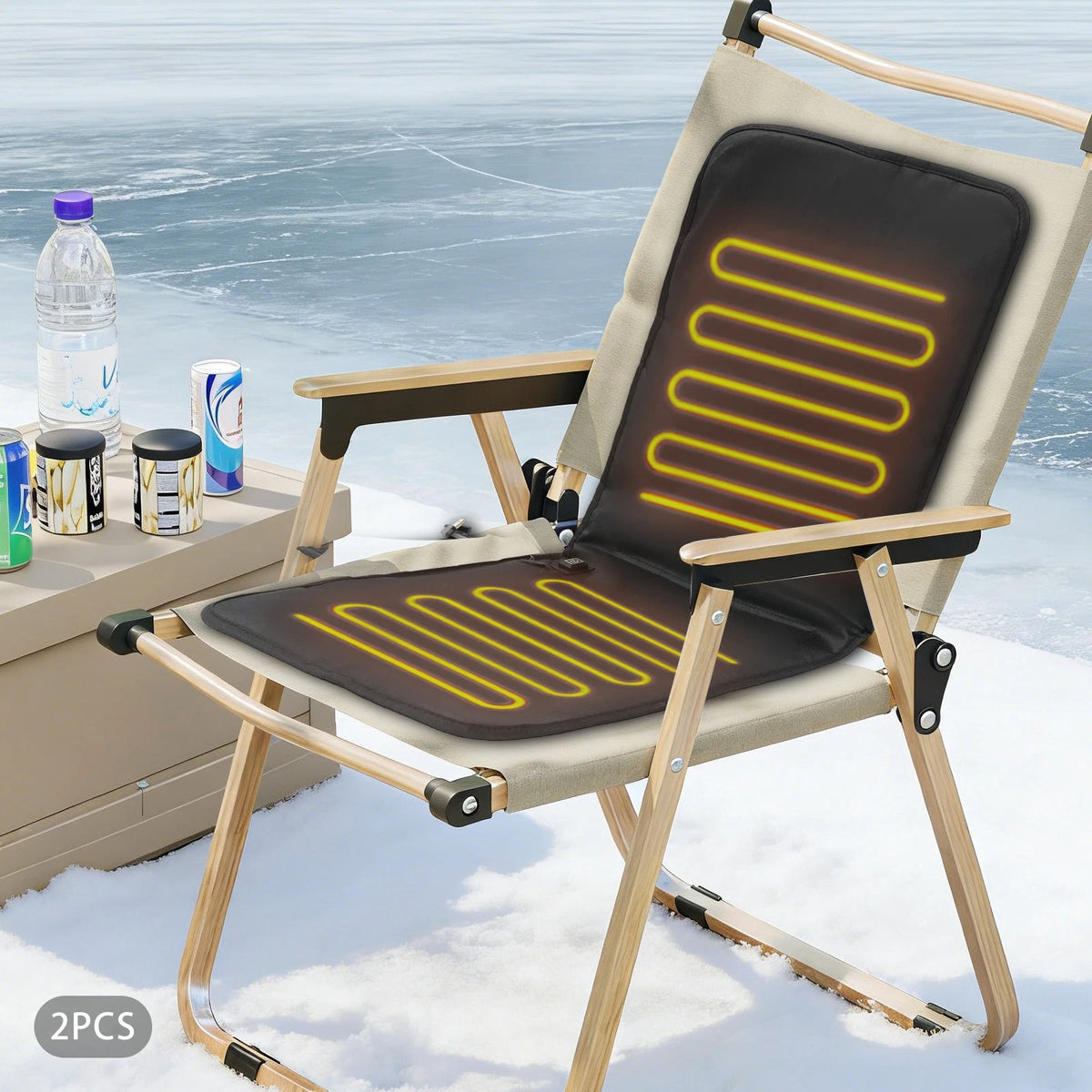 2X Portable Folding Heated Seat Cushions for Stadium Chair