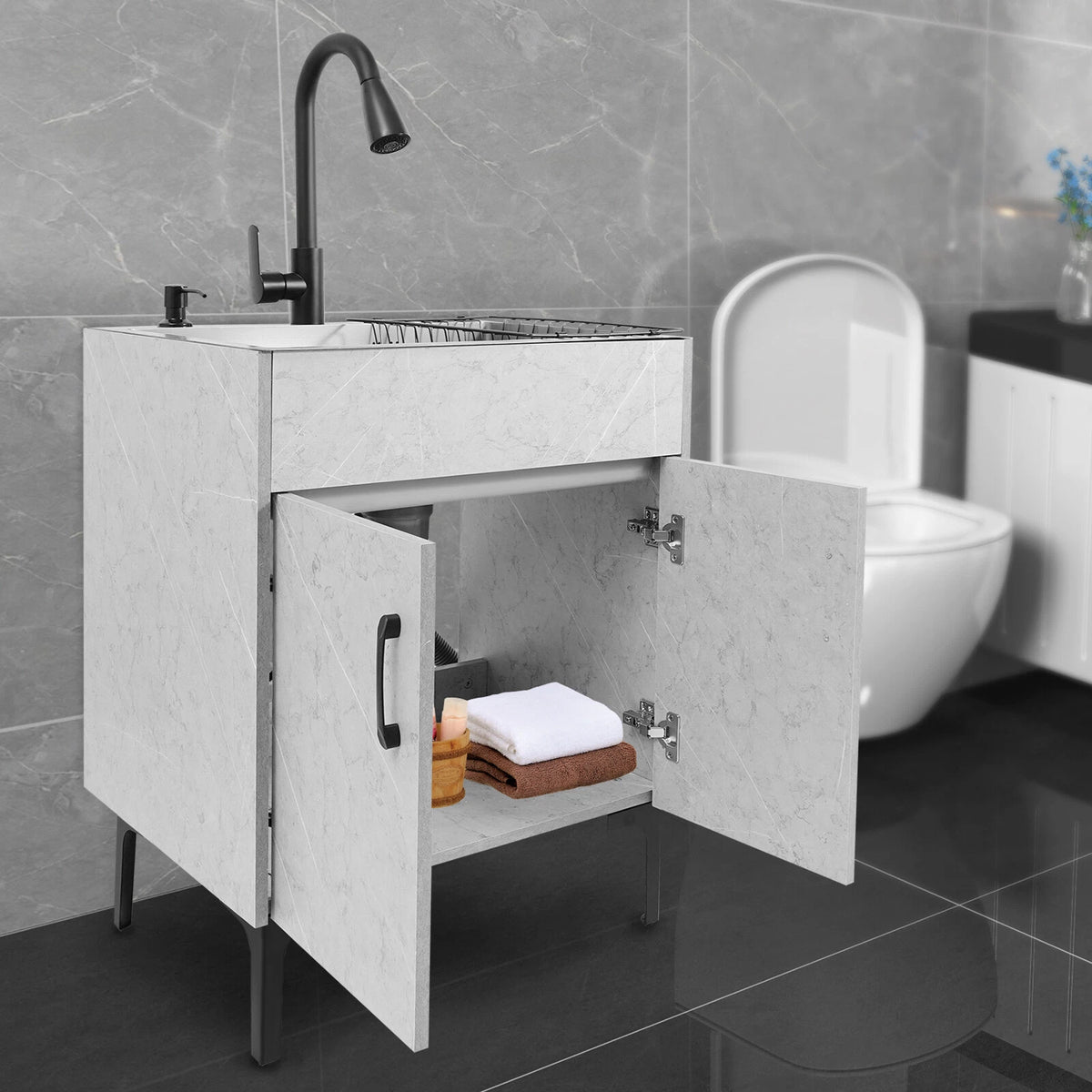 Laundry Sink with Cabinet for Laundry Room (No Part Numbers Supplied)