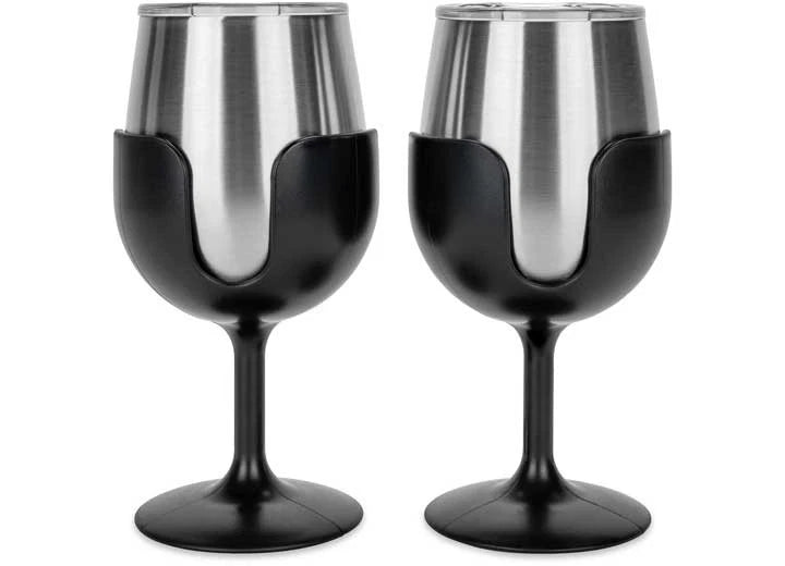 2X Black Wine Tumblers for Camco (8 Ounce)