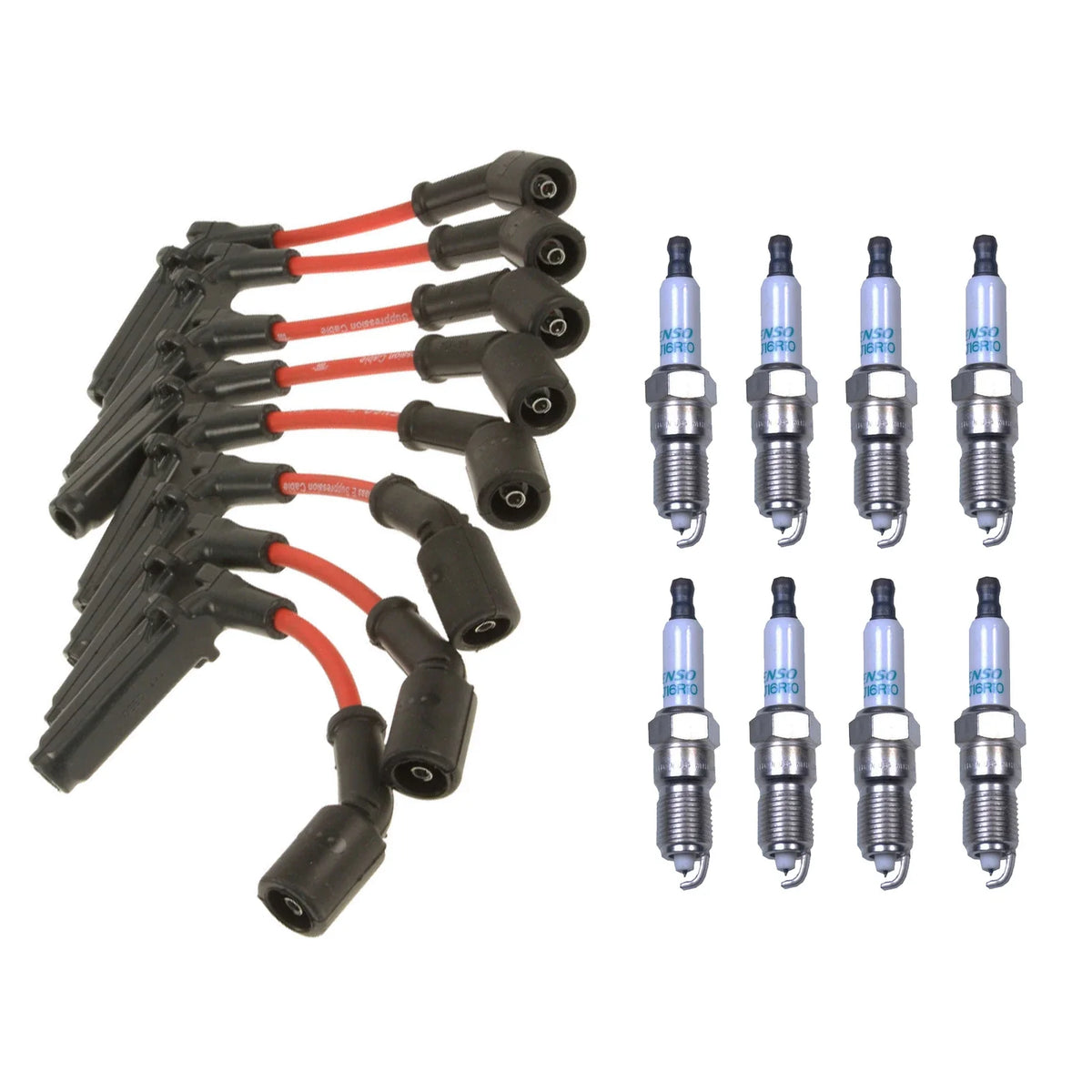 Denso Wire Set & 8 Iridium Spark Plugs for GM Isuzu V8 (0.04 Kit)