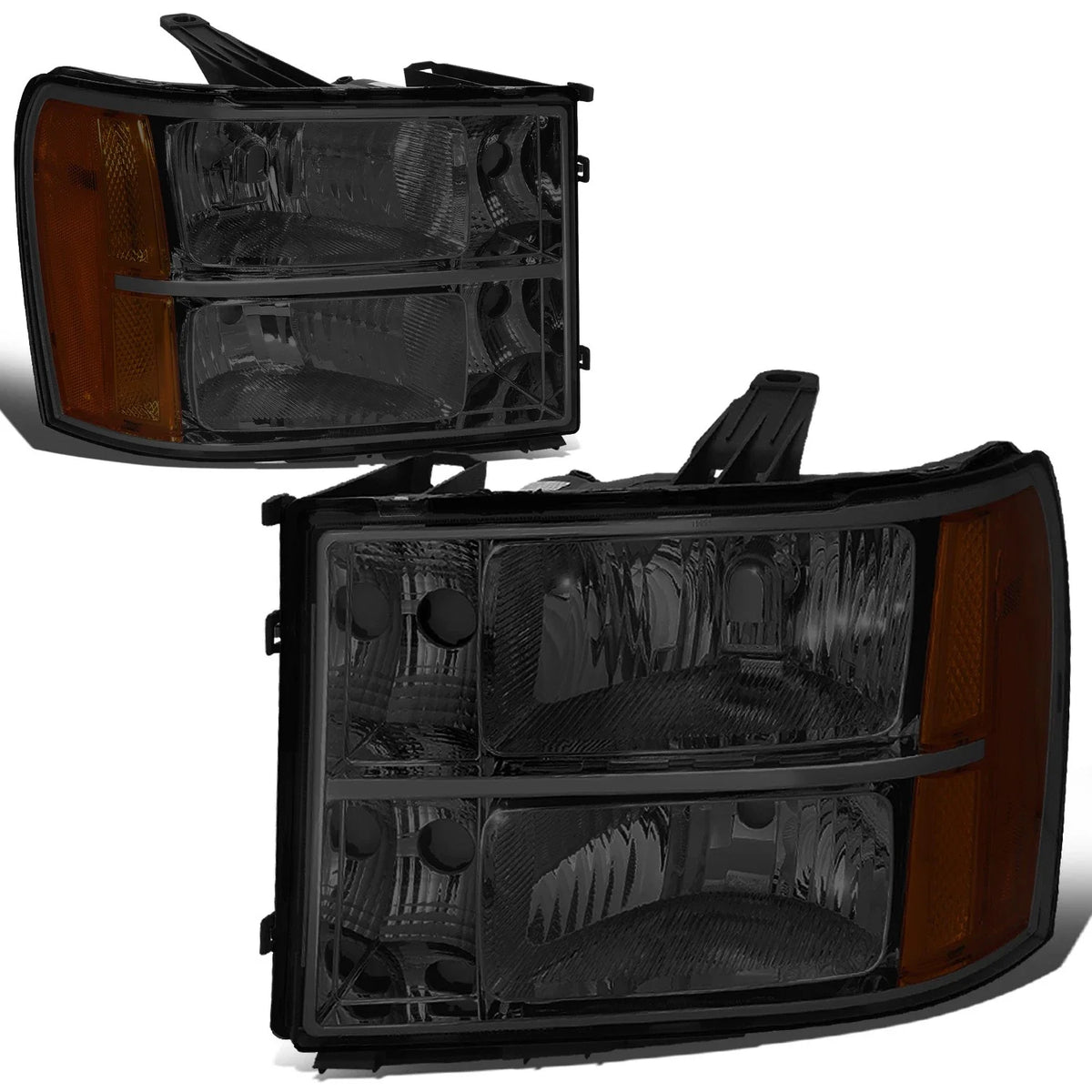 Smoked Housing Amber Corner Headlight Lamps for GMC Sierra 1500 2500HD (2007–2014)