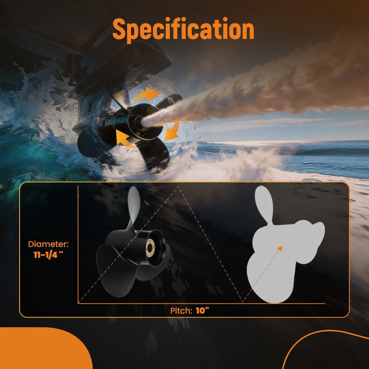 3 Blade Aluminum Boat Propeller for Mercury 35HP 40HP 45HP (Years Not Specified)