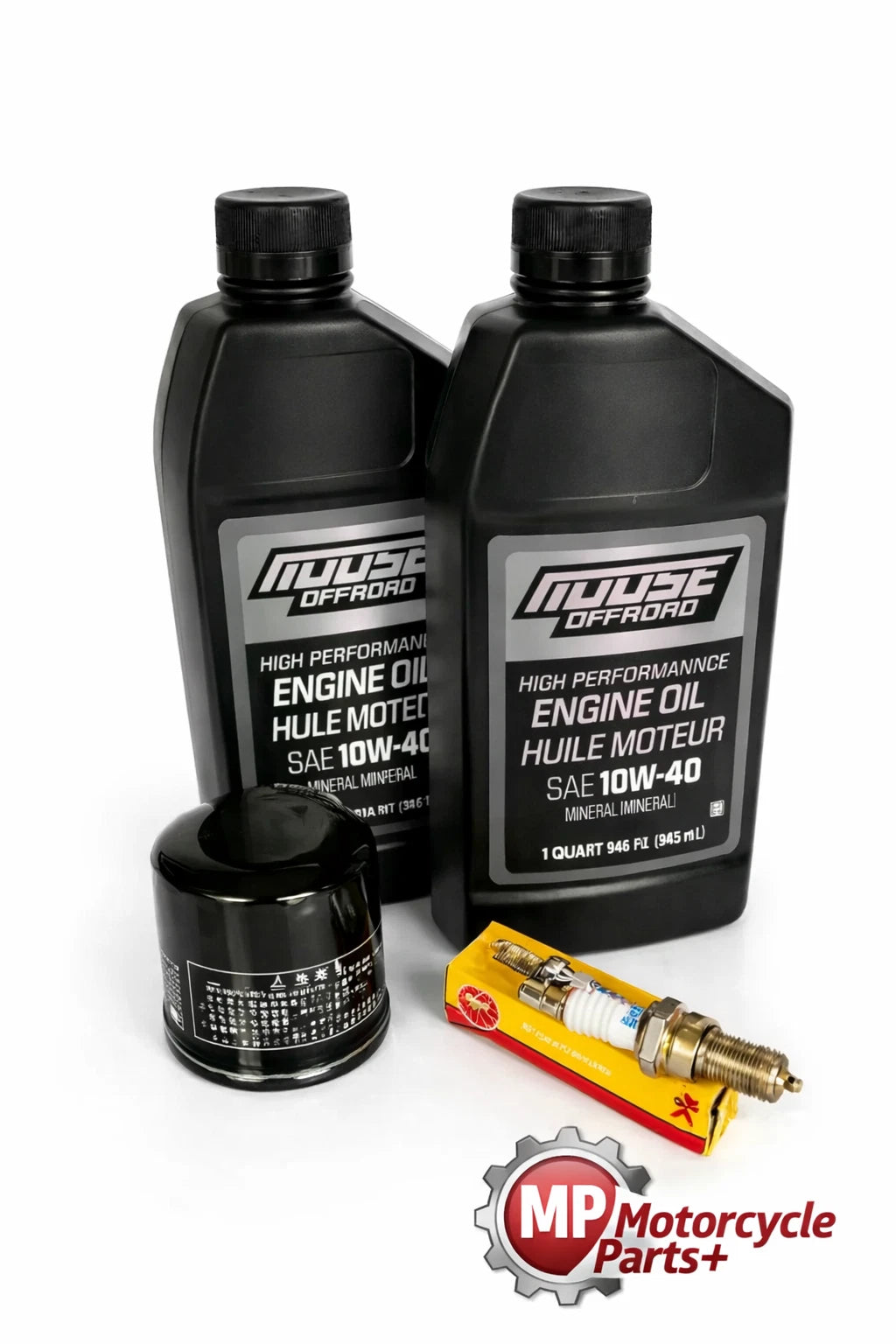 Oil Change Filter Tune Up Kit for Kawasaki Mule 500 520 550 610 (KAF300) MO10W40+HF128+BPR5ES