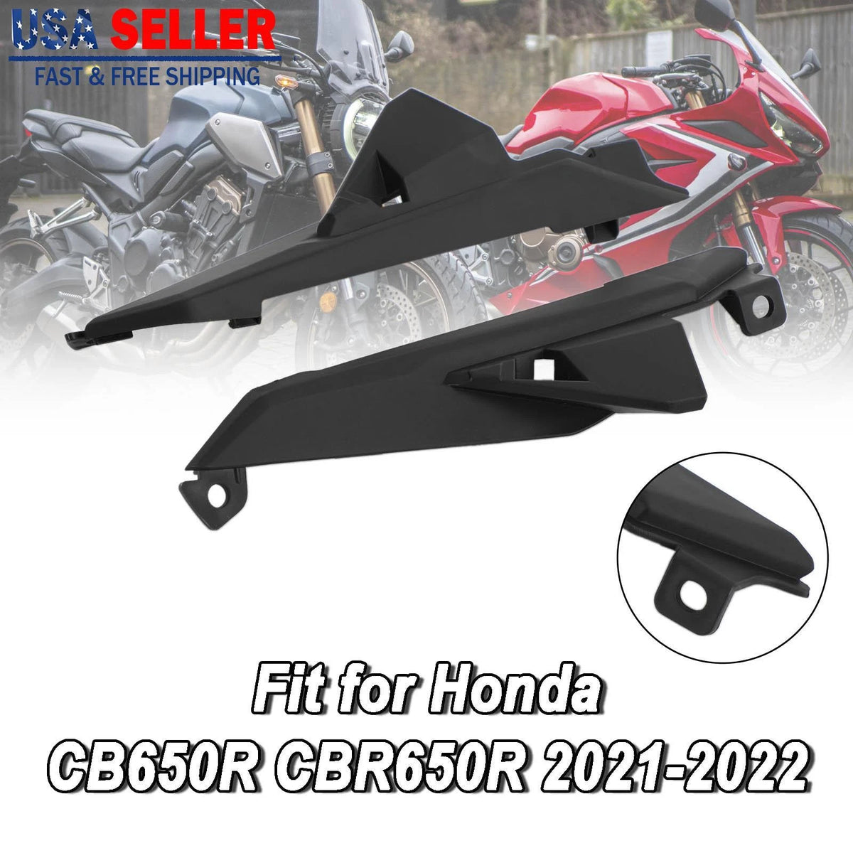 Rear Tail Side Seat Panel Fairing Cowl for Honda CB650R CBR650R (2021–2022) M549-A282-BLK