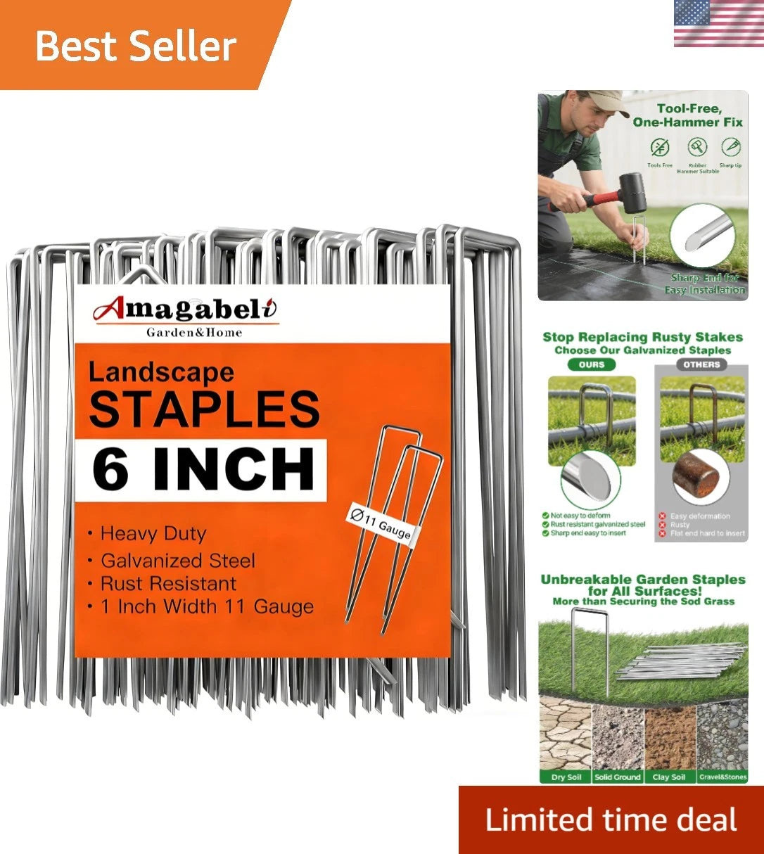 6-Inch Galvanized Garden Stakes for Landscaping & Decoration (500 Pack)