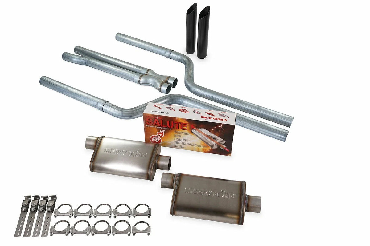 Dual Exhaust Kit for Dodge Challenger V6 (2009–2018) - 2.5" Cherry Bomb BW Tip