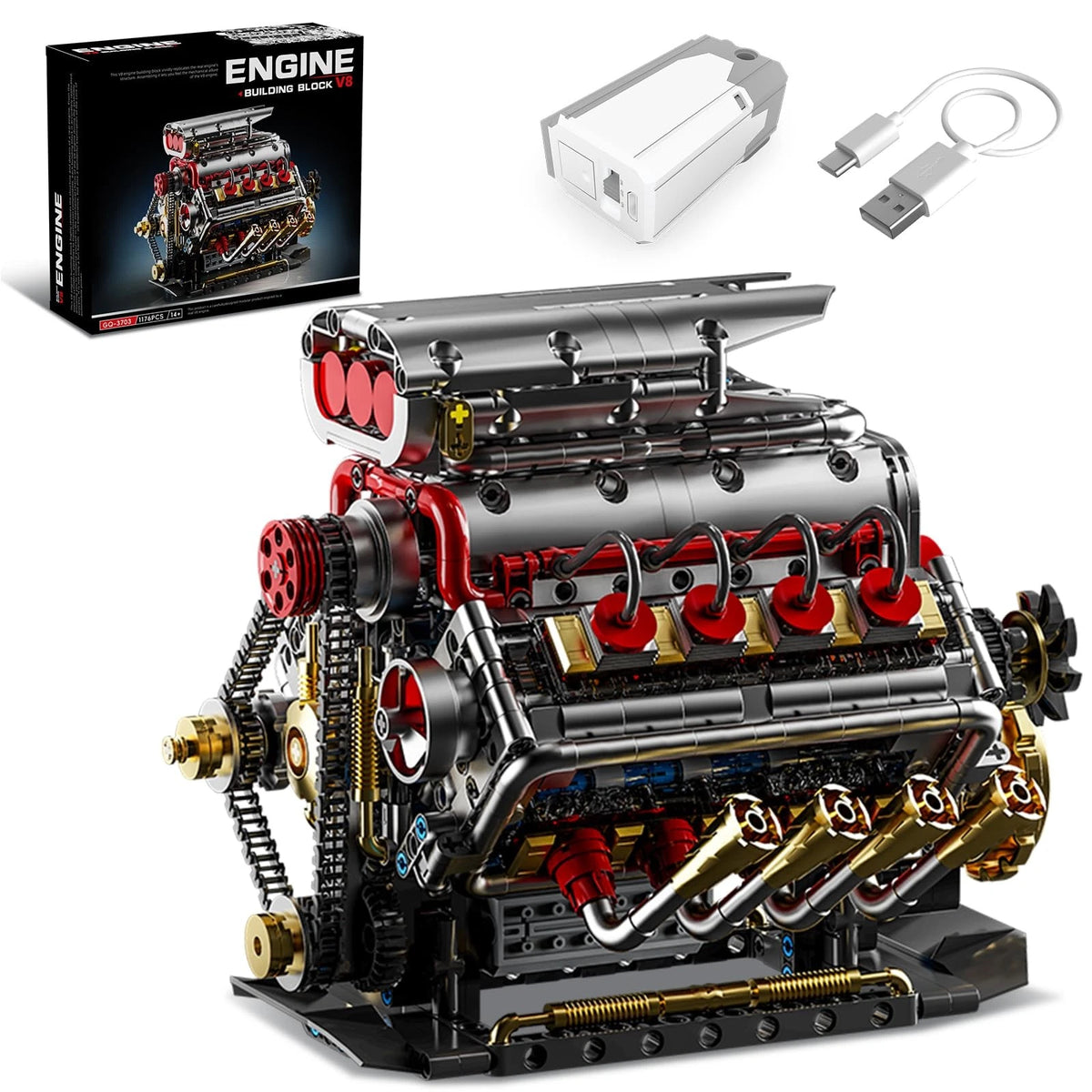 V8 Engine Model Kit for BseSparklion (2023) - Runs, Gray, 8.46 x 7.24 inches