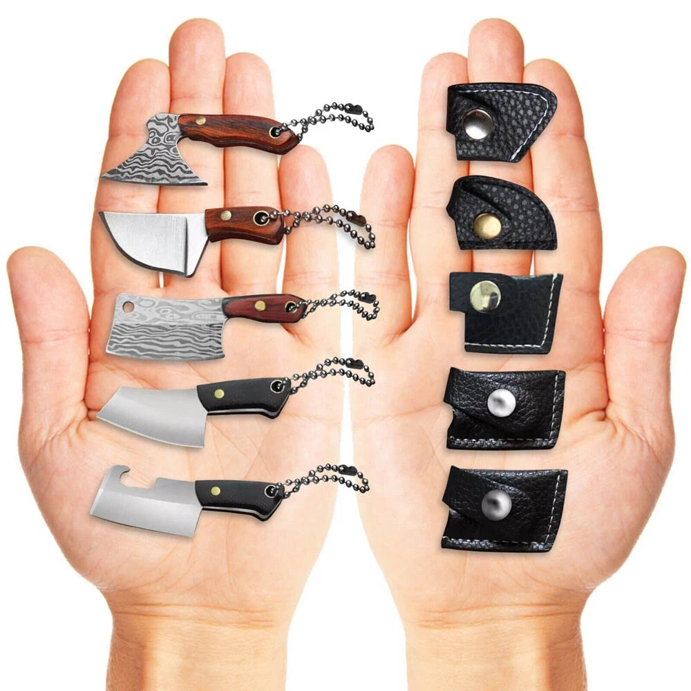 5X Damascus Pocket Knife Cleaver Mini Keychain Cutter