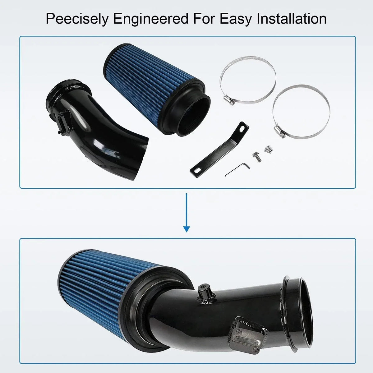 Cold Air Intake Pipe Kit w/ Oiled Filter for Ford 6.7L Powerstroke (2011–2016)