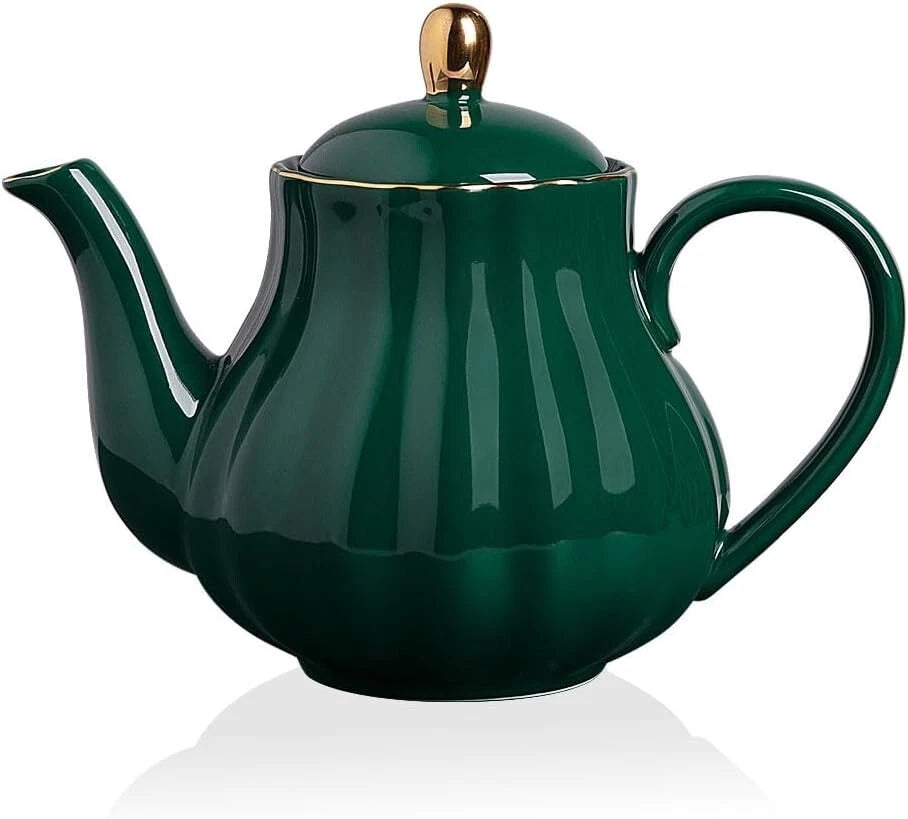 Ceramic Tea Pot with Removable Stainless Steel Infuser for Royal Teapot