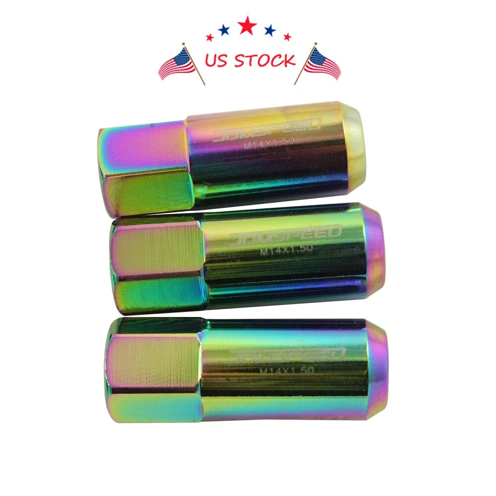 Set of 20 Aluminum Tuner Racing Extended Lug Nuts Neo Chrome for Universal
