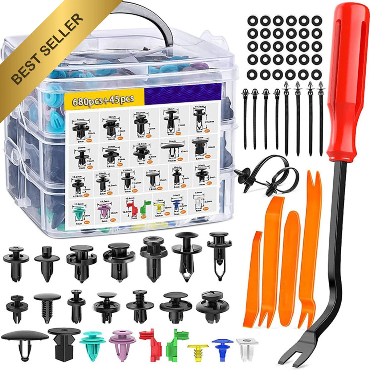 725PCS Universal Car Retainer Clips Fastener Screw Kit Auto Push Pins