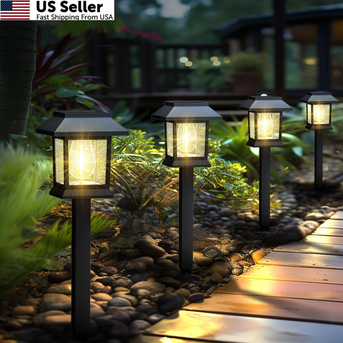 12X Solar Lights for Outdoor Use (3000K, Waterproof, Auto On/Off)