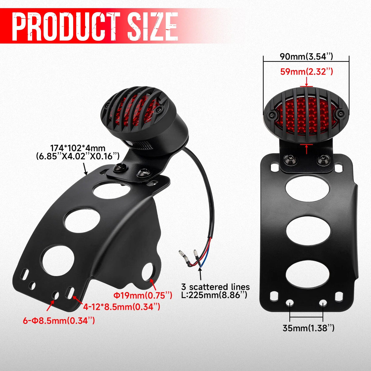 Tail Light Side Mount License Plate Bracket for Harley Honda Kawasaki