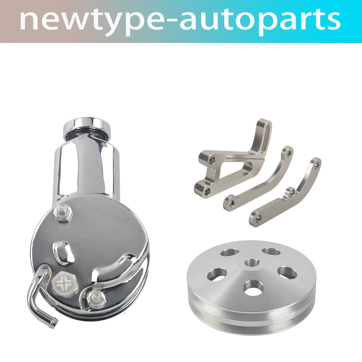 SBC 350 Power Steering Pump Kit for Chevy (Chrome, Saginaw)