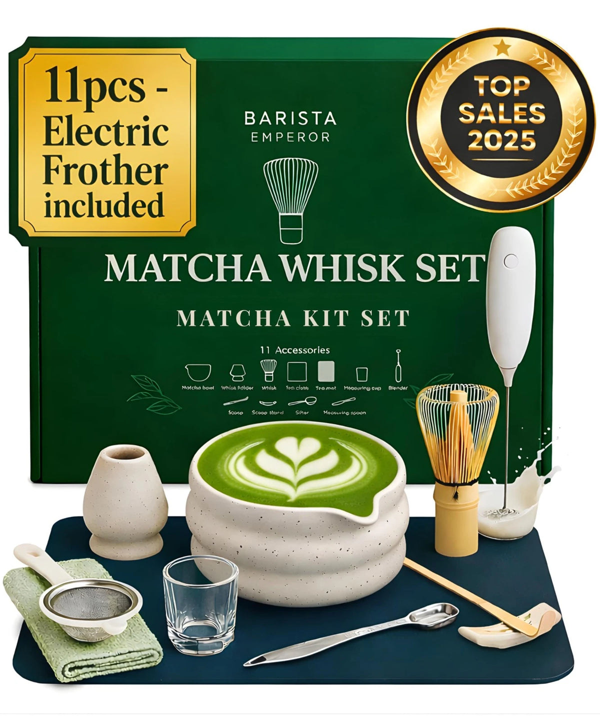 11-Piece Matcha Whisk Set for Barista Emperor