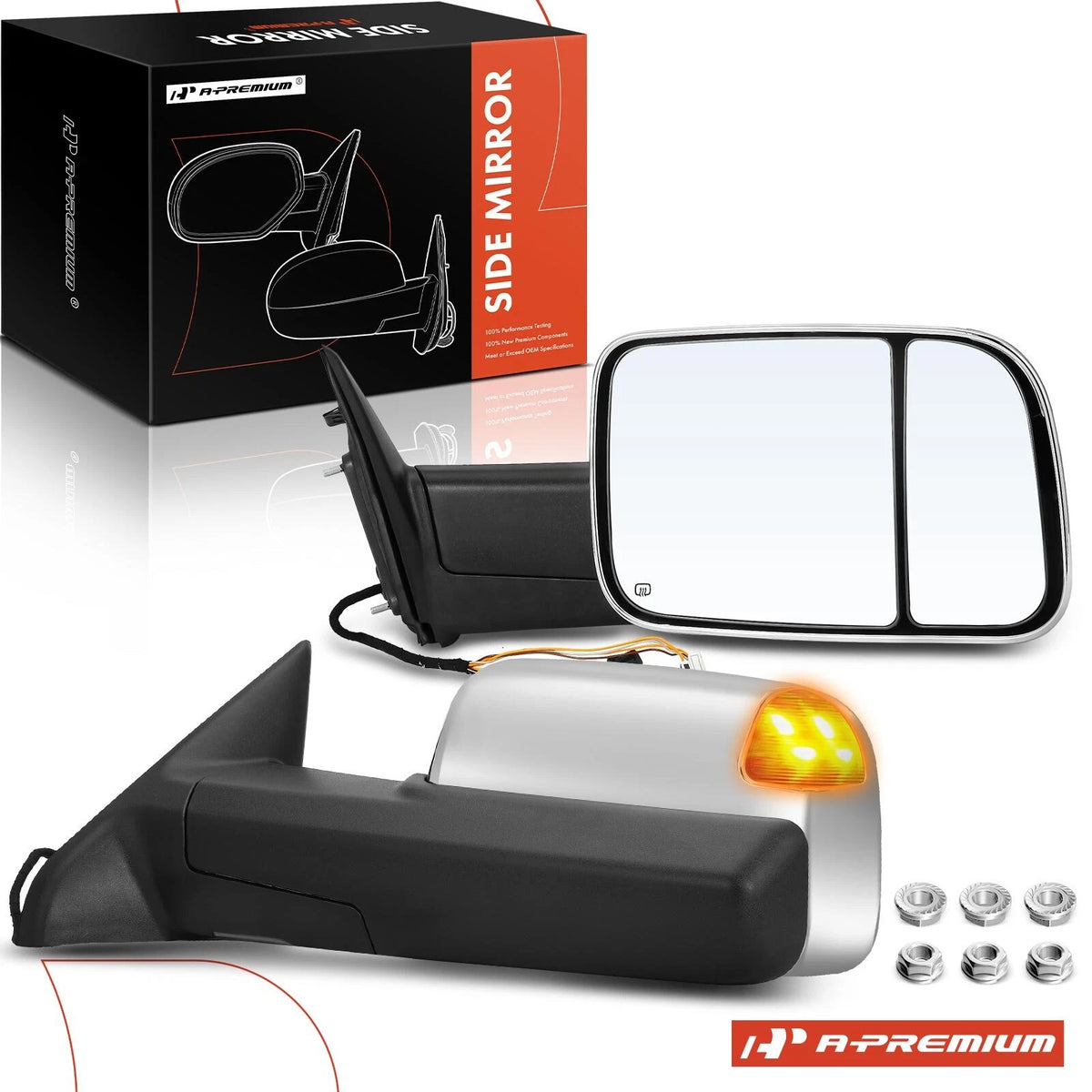 Pair Power Mirrors for Ram Dodge 1500 2500 (2019–2023) Manual Fold Signal Light