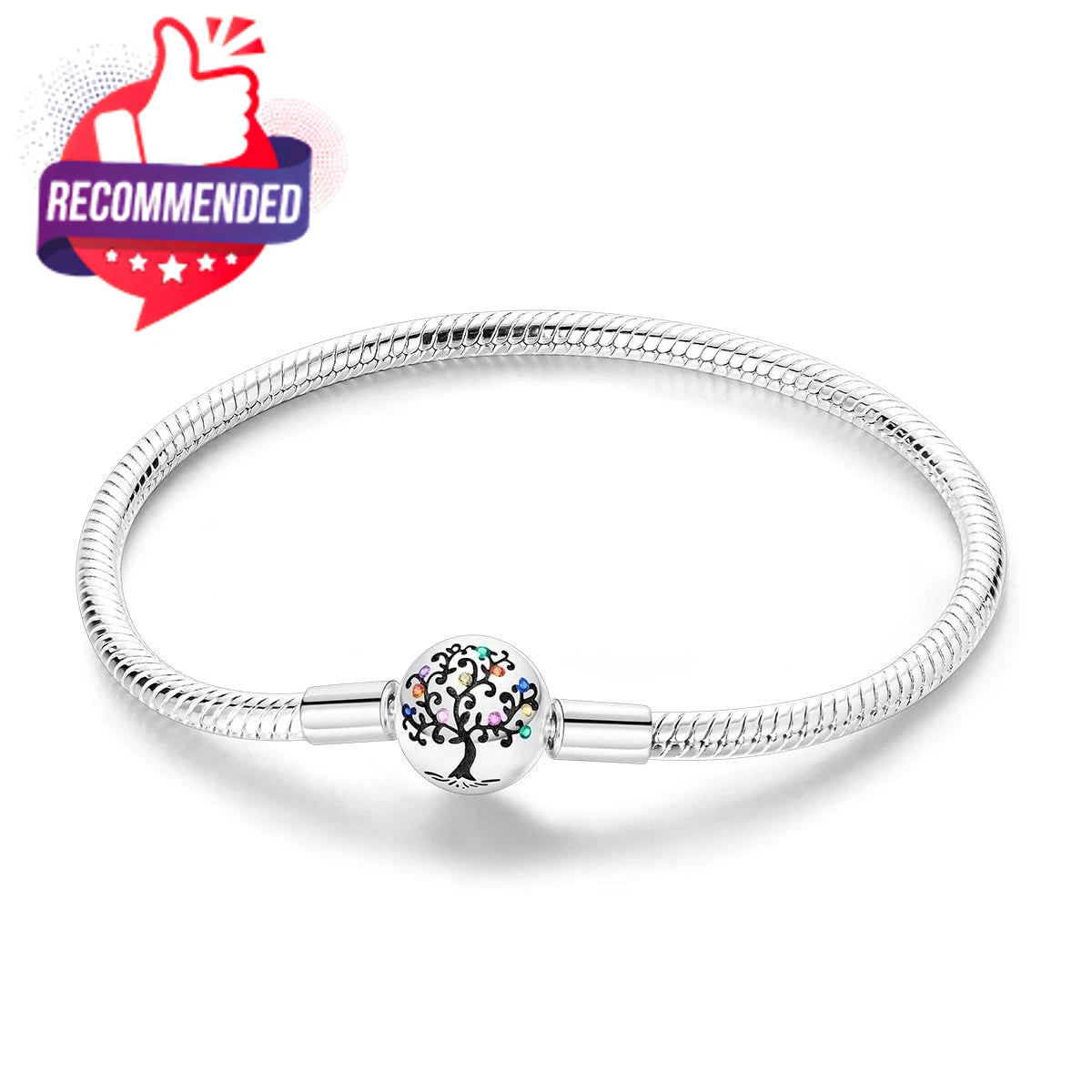 925 Sterling Silver Charm Bracelet for 6.7 Inches Fortune Tree