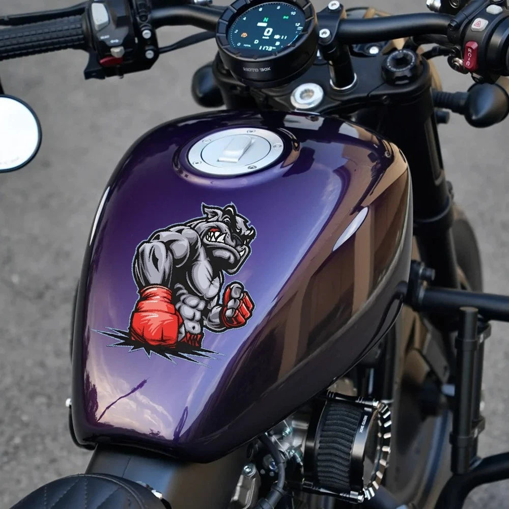 Customizable Boxing Bulldog Sticker for Luggage, Refrigerator, Car