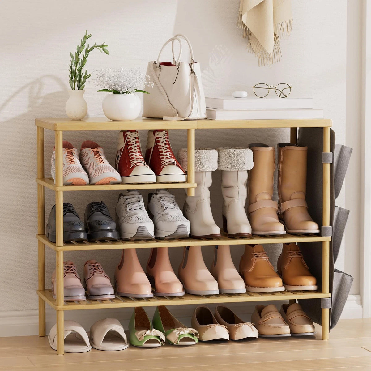 4-Tier Bamboo Shoe Rack Organizer for Entryway Bedroom (2024)