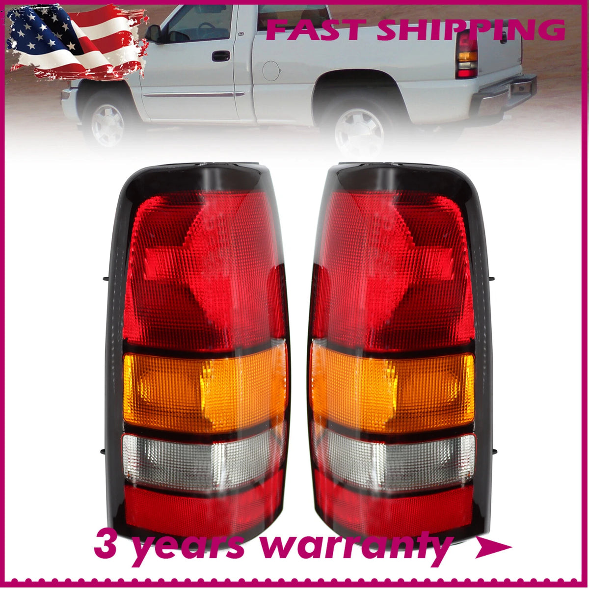 Tail Light Lamp Set for GMC Sierra 1500 (2004–2006) 13929913, 19169022-PFM, GM2801177