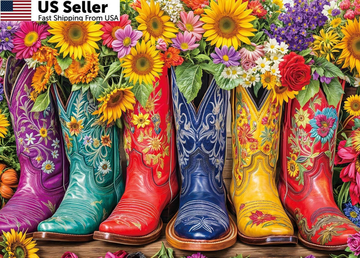 1000-Piece Jigsaw Puzzle - Flower Boots (27.56" x 19.68")