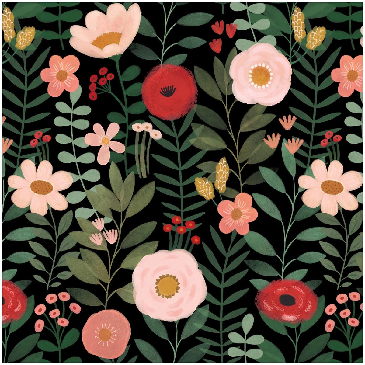 Floral Peel and Stick Wallpaper for Bedroom (Removable, Boho Design)