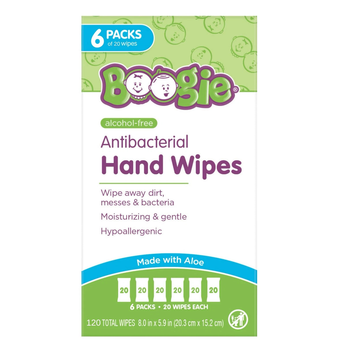 120 Count Antibacterial Hand Wipes (Pack of 6)