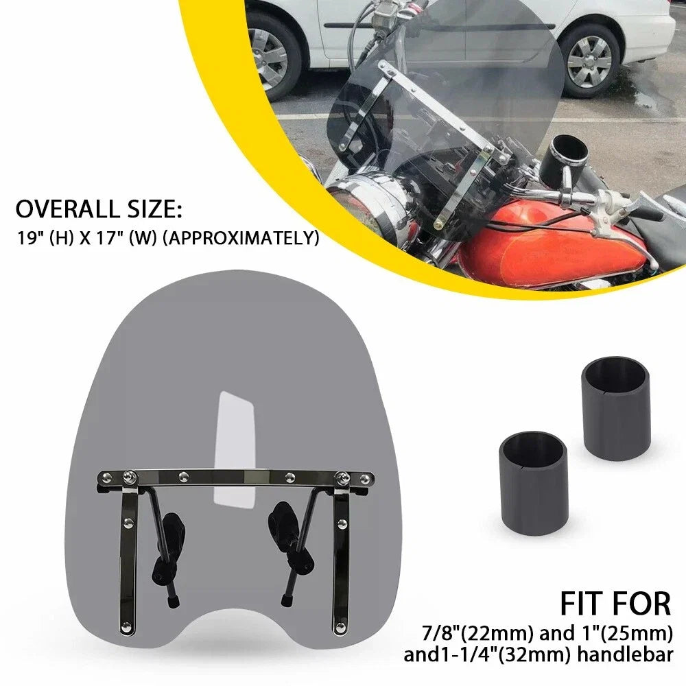Smoked Windshield for Honda VTX 1800C 1300C (Fits 7/8" 1" Handlebar)
