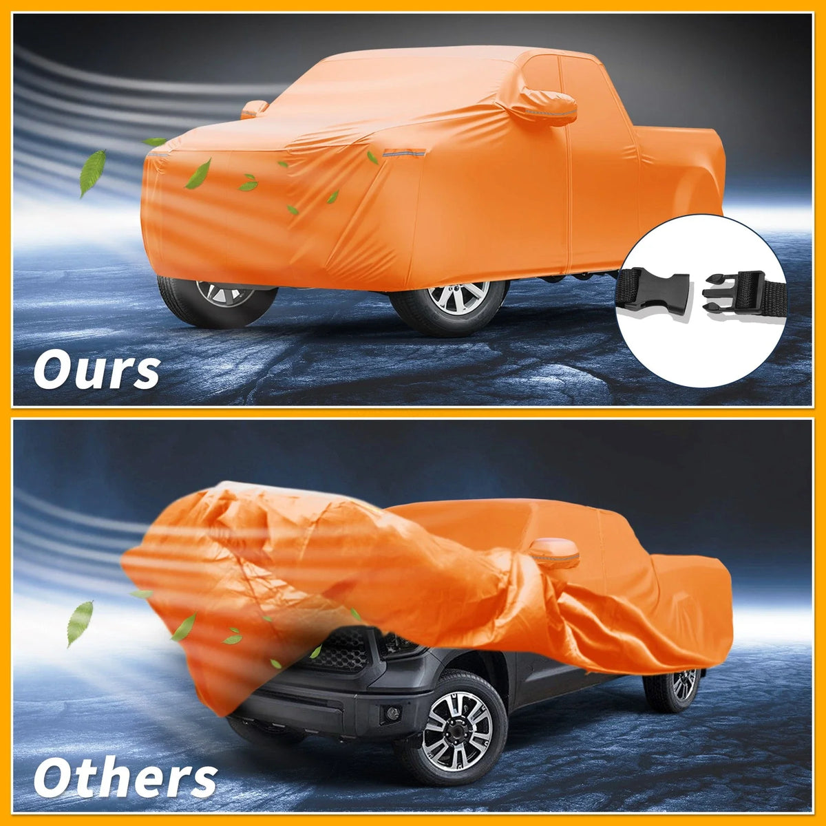 Waterproof Car Cover for Toyota Tundra (210D-PU, Orange, All Weather)
