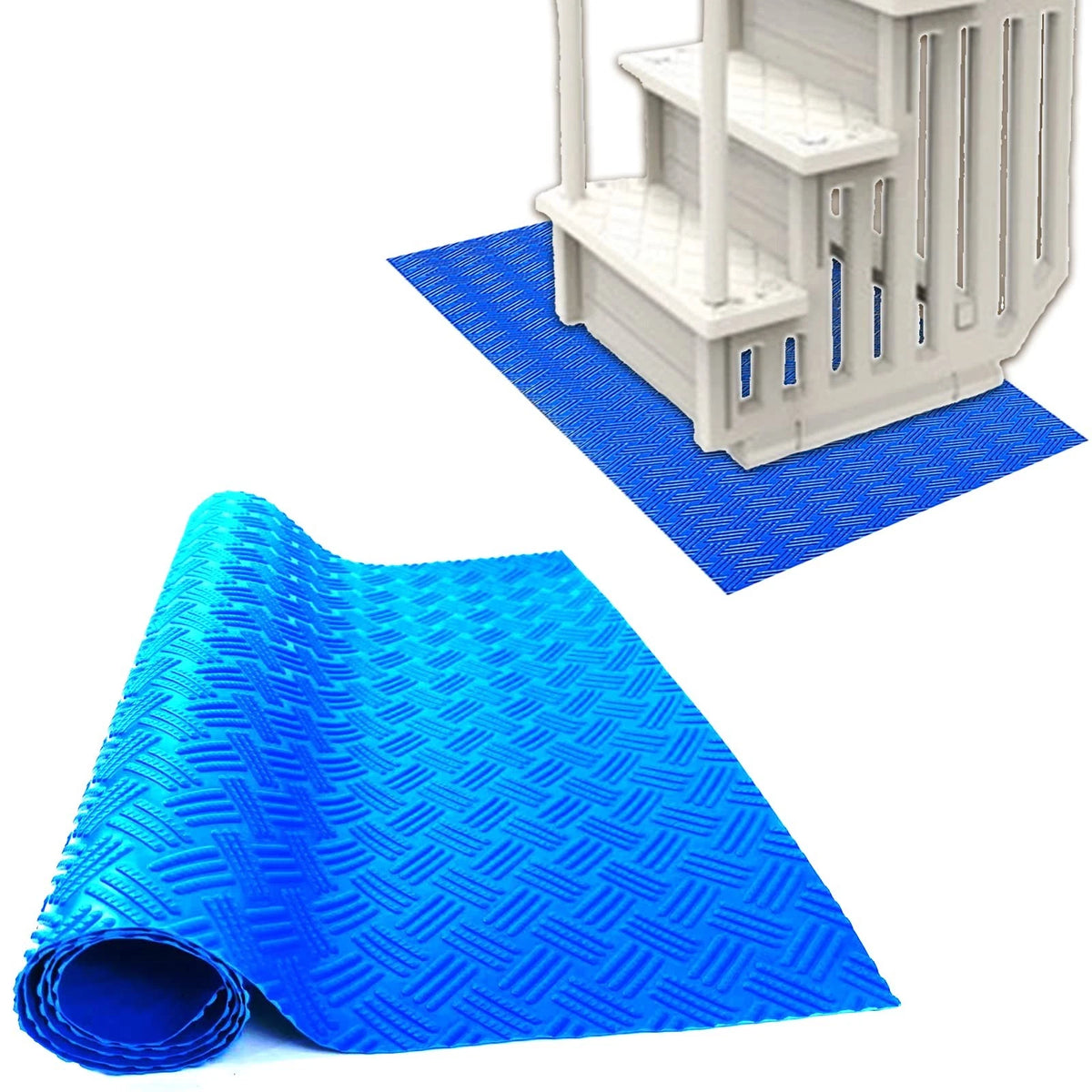 Swimming Pool Ladder Mat, 36 x 24 Inch, Blue