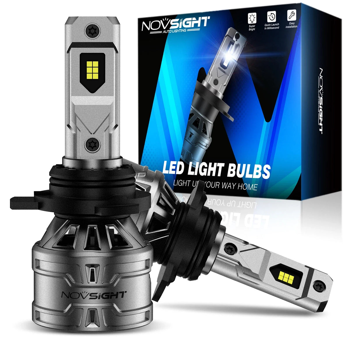 2X 9012 LED Headlight Bulb for NOVSIGHT (6500K, IP68, High Low Beam)