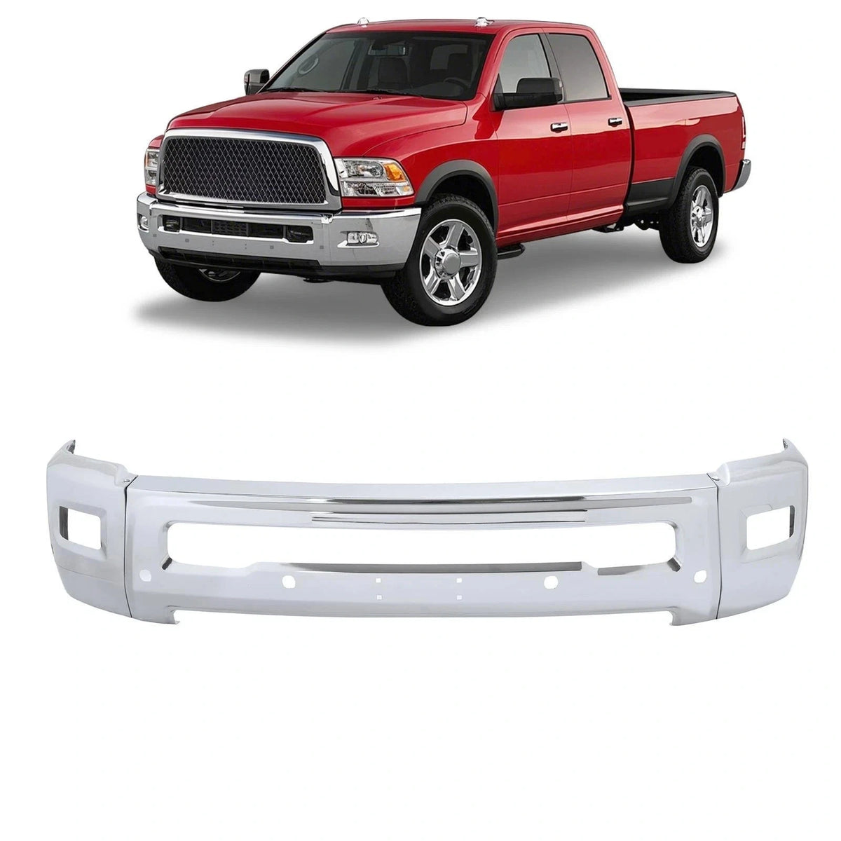 3X Chrome Front Bumper Face Bar w/Sensor Holes for Dodge Ram 2500 3500 (2010–2018)