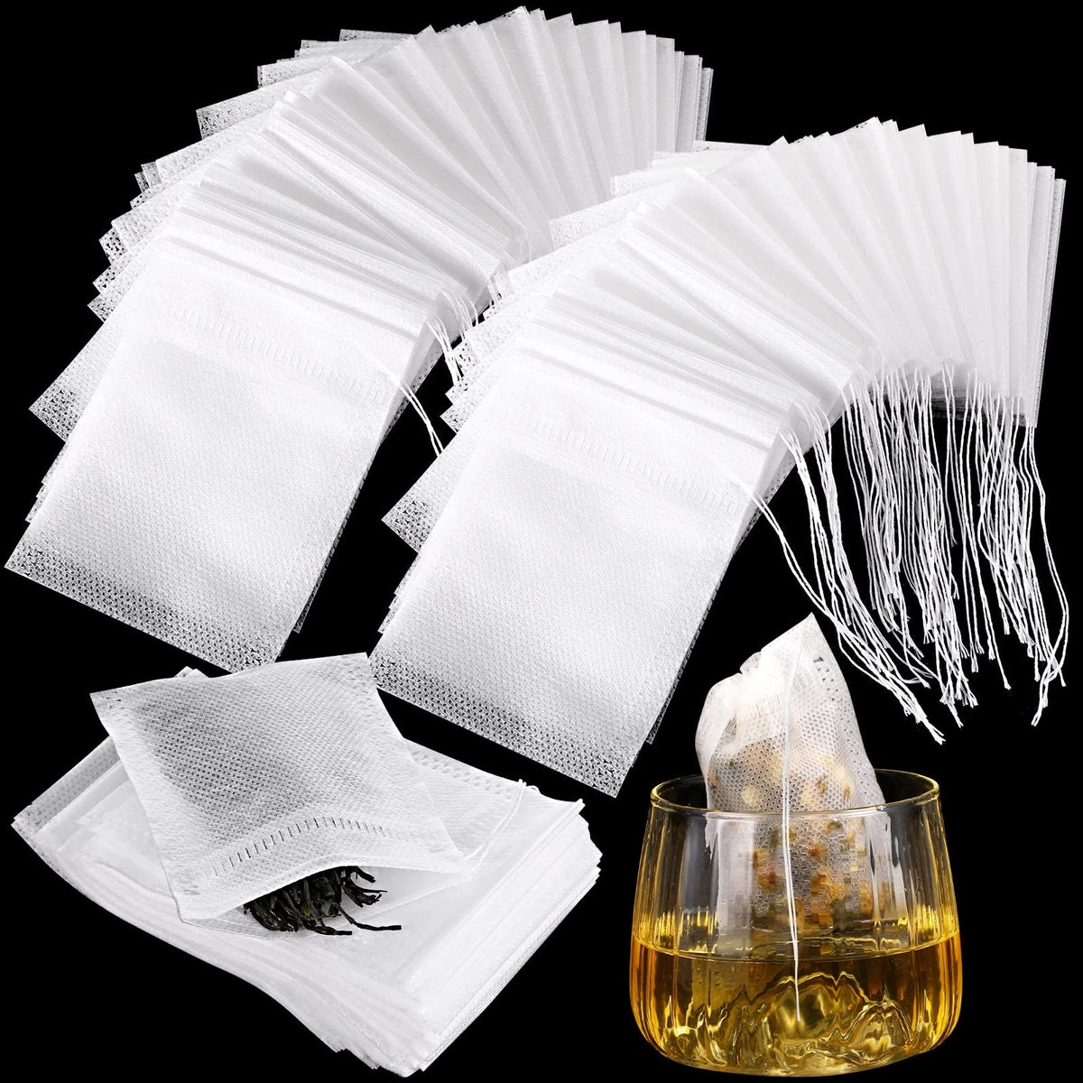 1000 Disposable Tea Bags for Loose Leaf Tea - Drawstring Empty Sac
