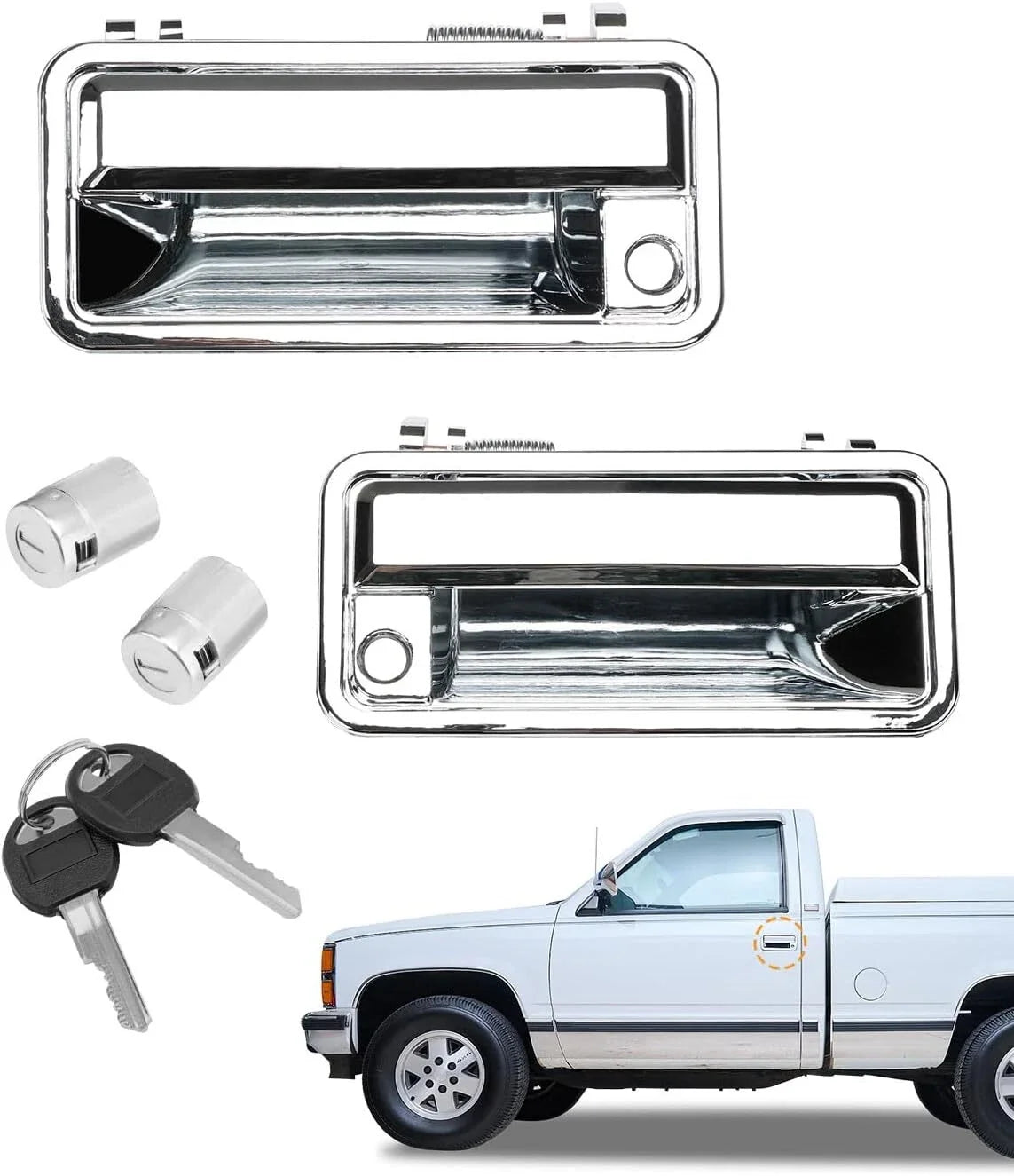 Chrome Exterior Door Handle Set with Lock Cylinders for Chevy GMC C/K 1500 (1988–2001)