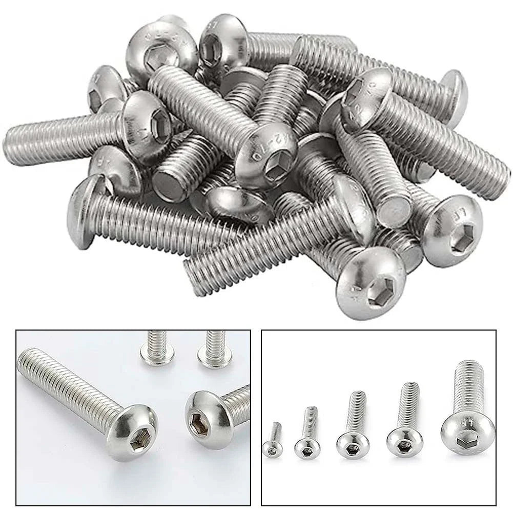 20X M6 Hex Socket Button Head Bolts for Automotive Applications (304 Stainless Steel)