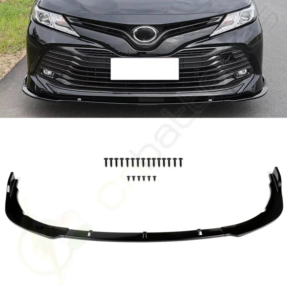 Front Bumper Lip for Toyota Camry LE (2019–2020) Glossy Black