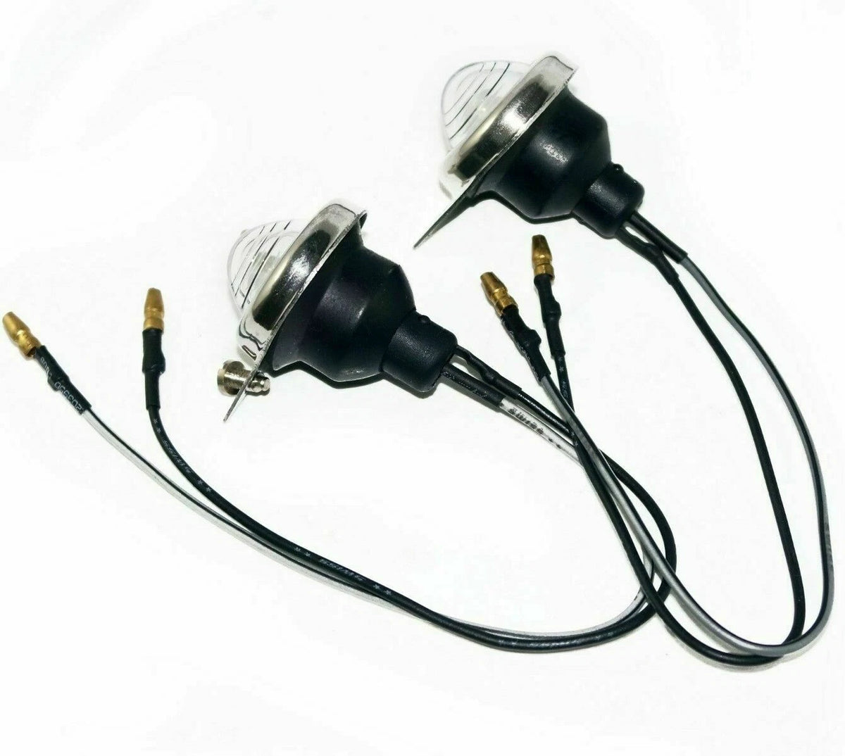 Pair Clear Pilot Lights with Chrome Rims for Royal Enfield