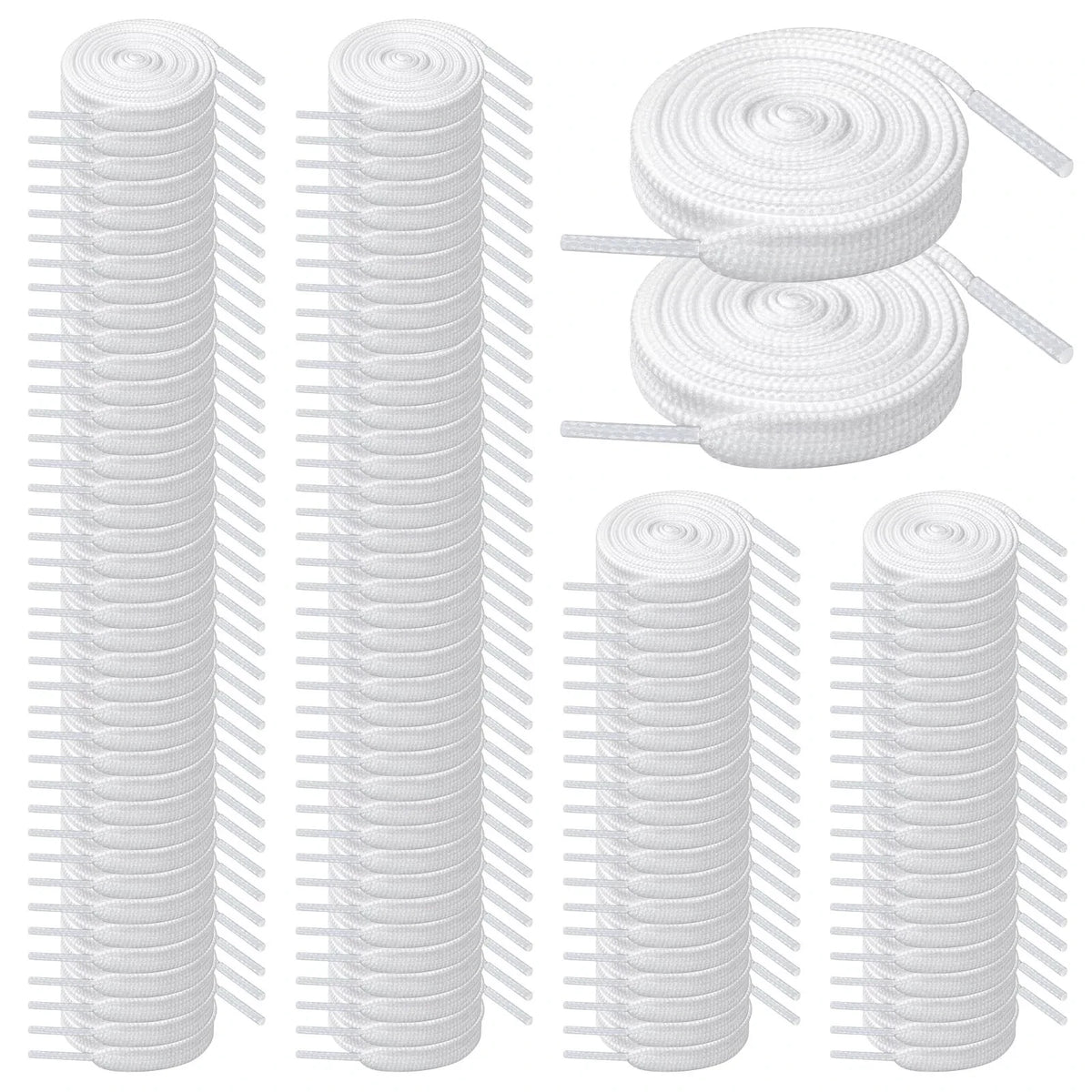 Flat White Shoe Laces for Various Shoes (47'' Long, 5/16'' Wide)