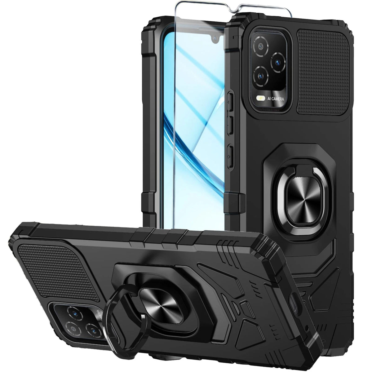 Shockproof Case with Tempered Glass Screen Protector for BLU View 5 Pro